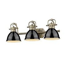  3602-BA3 AB-BK - Duncan 3 Light Bath Vanity in Aged Brass with a Black Shade